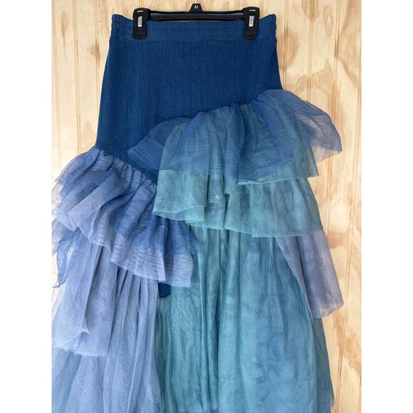 TOV Multicolor Tulle Tiered Skirt, Size 38 NWT Fairycore Whimsy Goth Slit Detail - Picture 4 of 9